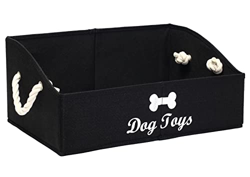 MOREZI Aufbewahrungsbox für Haustierspielzeug aus Segeltuch,faltbare Aufbewahrungsbox für Hundespielzeug,zum Organisieren von Spielzeug für Haustiere,Zubehör und Zubehör usw-Hund-Schwarz von Morezi