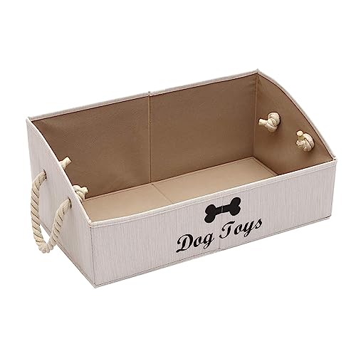 MOREZI Aufbewahrungsbox für Haustierspielzeug aus Segeltuch,faltbare Aufbewahrungsbox für Hundespielzeug,zum Organisieren von Spielzeug für Haustiere,Zubehör und Zubehör usw-Hund-Weiß von Morezi