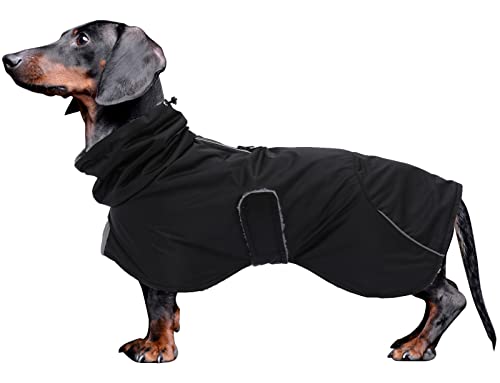 MOREZI Hundejacke ist eine wasserdichte, mit Fleece gefütterte Hundewinterjacke mit verstellbarem Gürtel und Reflexbesatz, geeignet für Dackel und ähnliche Rassen-Schwarz-XS MOREZI Hundejacke ist eine wasserdichte, mit Fleece gefütterte Hundewinterjacke mit verstellbarem Gürtel und Reflexbesatz, geeignet für Dackel und ähnliche Rassen-Schwarz-XS von Morezi