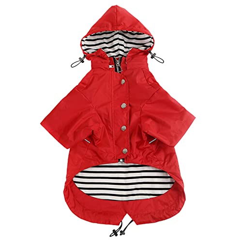 MOREZI Hunderegenmantel, mit Reißverschluss und reflektierenden Knöpfen, Regen-/wasserdicht, Verstellbarer Schultergurt, abnehmbare Kapuze, hält den Hund sauber und ordentlich-Rot-XL MOREZI Hunderegenmantel, mit Reißverschluss und reflektierenden Knöpfen, Regen-/wasserdicht, Verstellbarer Schultergurt, abnehmbare Kapuze, hält den Hund sauber und ordentlich-Rot-XL von Morezi