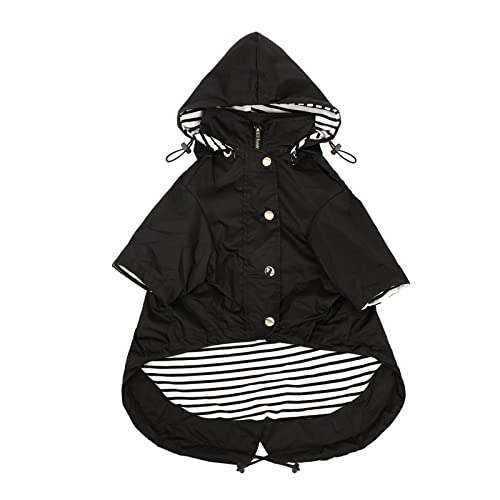 MOREZI Hunderegenmantel, mit Reißverschluss und reflektierenden Knöpfen, Regen-/wasserdicht, Verstellbarer Schultergurt, abnehmbare Kapuze, hält den Hund sauber und ordentlich-Schwarz-XXL MOREZI Hunderegenmantel, mit Reißverschluss und reflektierenden Knöpfen, Regen-/wasserdicht, Verstellbarer Schultergurt, abnehmbare Kapuze, hält den Hund sauber und ordentlich-Schwarz-XXL von Morezi