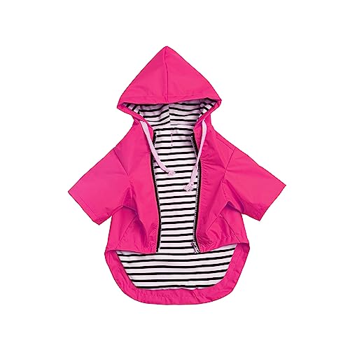 MOREZI Hunderegenmantel, mit reflektierenden Knöpfen und Reißverschlüssen, Wind- und regendicht, Verstellbarer Kordelzug, abnehmbare Kapuze - Pink-XXL MOREZI Hunderegenmantel, mit reflektierenden Knöpfen und Reißverschlüssen, Wind- und regendicht, Verstellbarer Kordelzug, abnehmbare Kapuze - Pink-XXL von Morezi