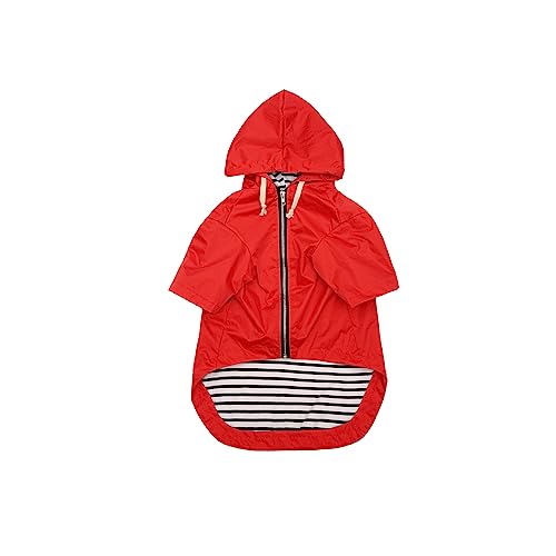 MOREZI Hunderegenmantel, mit reflektierenden Knöpfen und Reißverschlüssen, Wind- und regendicht, Verstellbarer Kordelzug, abnehmbare Kapuze - Rot-XL MOREZI Hunderegenmantel, mit reflektierenden Knöpfen und Reißverschlüssen, Wind- und regendicht, Verstellbarer Kordelzug, abnehmbare Kapuze - Rot-XL von Morezi