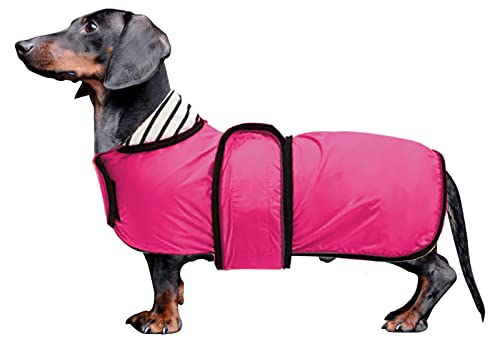 MOREZI Hunderegenmantel mit Reflexstreifen, Regen-/wasserdicht, verstellbare Weste, geeignet für kleine und mittelgroße Hunde wie Dackel-Pink-M von Morezi