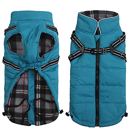 MOREZI Winterhundejacke, wasserdichte Außenschicht, Fleecefutter, Rückenreißverschluss-Design, mit reflektierenden Streifen und Riemen, geeignet für kleine und mittelgroße Hunde-Blau-XL MOREZI Winterhundejacke, wasserdichte Außenschicht, Fleecefutter, Rückenreißverschluss-Design, mit reflektierenden Streifen und Riemen, geeignet für kleine und mittelgroße Hunde-Blau-XL von Morezi