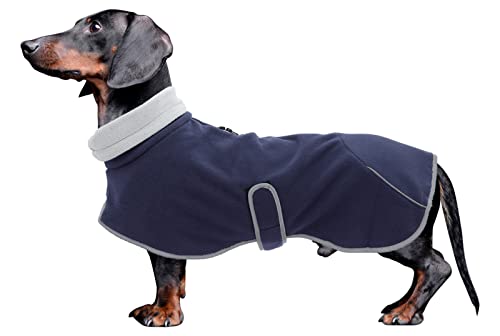 MOREZI Dackeljacke, Kaschmirfutter, Welpenwinterjacke mit Reflexbesatz und hohem Kragen, Hundeschneejacke mit verstellbarem Klettverschluss-Navy blau-XS MOREZI Dackeljacke, Kaschmirfutter, Welpenwinterjacke mit Reflexbesatz und hohem Kragen, Hundeschneejacke mit verstellbarem Klettverschluss-Navy blau-XS von Morezi