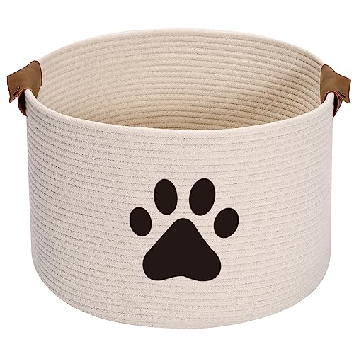Morezi Hundespielzeug Aufbewahrungskorb，Hunde spielzeugkorb,Aufbewahrungskorb aus Baumwollseil, ideal für die Organisation von HaustierSpielzeug, Heimtierbedarf，Decken,Beige von Morezi
