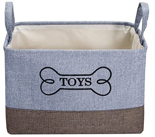 MOREZI Hundespielzeugbox,Leinenmischgewebe.Es ist perfekt zum Aufbewahren von Hundespielzeug,Hundemänteln und Haustierzubehör-Blau Khaki von Morezi