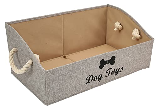 Morezi Spielzeugkiste für Haustiere, Canvas-Material, mit Baumwollseilgriff. Es eignet Sich zum Aufbewahren von Haustierbedarf wie Hundespielzeug, Hundedecken und Hundekleidung-Hellbraun Streifen von Morezi