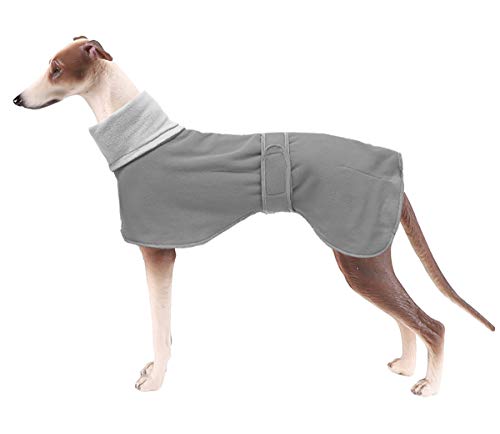 Morezi Winter Hundemantel mit reflektierender Leiste, weiches Polyester-Fleece, verstellbares Band, für Windhunde, Lurcher und Rennhunde-Grau-2XL Morezi Winter Hundemantel mit reflektierender Leiste, weiches Polyester-Fleece, verstellbares Band, für Windhunde, Lurcher und Rennhunde-Grau-2XL von Morezi