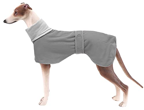 Morezi Winter Hundemantel mit reflektierender Leiste, weiches Polyester-Fleece, verstellbares Band, für Windhunde, Lurcher und Rennhunde-Grau-XS von Morezi