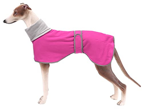 Morezi Winter Hundemantel mit reflektierender Leiste, weiches Polyester-Fleece, verstellbares Band, für Windhunde, Lurcher und Rennhunde-Pink-2XL von Morezi