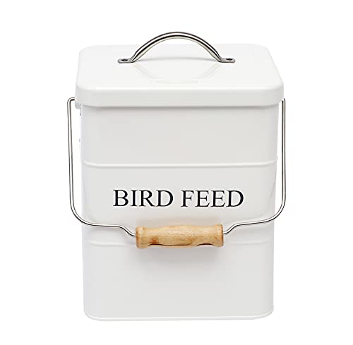 Morezi futtereimer mit deckel, Aufbewahrungsdose für Vogelfutter und Futter, trockenfutter behälter Vorratsdosen–Weiß von Morezi