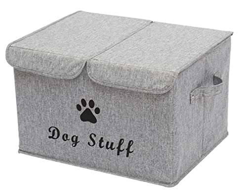 Morezi hundespielzeugkiste mit Deckel,Haustier spielzeugkiste,faltbareaufbewahrungsboxen,Aufbewahrungsbox für Heimtierbedarf-Schneegrau von Morezi