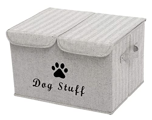 Morezi mit Deckel hundespielzeugkiste,Haustier spielzeugkiste,faltbareaufbewahrungsboxen,Aufbewahrungsbox für Heimtierbedarf-Grau Streifen von Morezi