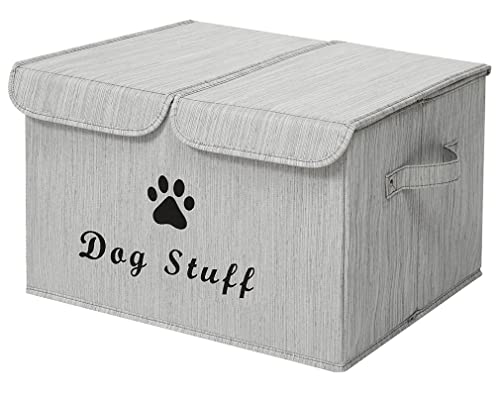 Morezi mit deckel hundespielzeugkiste，Haustier spielzeugkiste， faltbareaufbewahrungsboxen,Aufbewahrungsbox für Heimtierbedarf,Katzenspielzeug Aufbewahrungsbox-Bambusgrau von Morezi