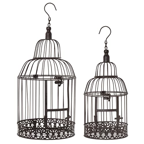 Moritz Deko-Vogelkäfig braun rund 2er Set verziert Pflanzkäfig Dekokäfig für Blumen Kerzen Dekoration Hängedeko Windlicht von Moritz