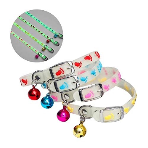 Leuchthalsband für Haustiere, mit Glöckchen, leuchtet in der Nacht, für Hunde und Katzen, leuchtend von Morningmo