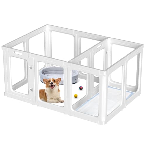 360° Panorama-Hunde-Laufstall aus transparentem Acryl für kleine Hunde im Innenbereich, 12 Stück, aus Acryl-Kunststoff, Hundegitter mit Tür, ungehinderte Hundezäune für den Innenbereich, leicht zu 360° Panorama-Hunde-Laufstall aus transparentem Acryl für kleine Hunde im Innenbereich, 12 Stück, aus Acryl-Kunststoff, Hundegitter mit Tür, ungehinderte Hundezäune für den Innenbereich, leicht zu von Mornyray