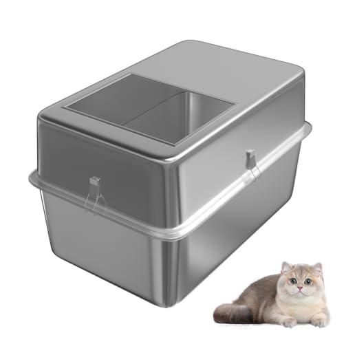 Edelstahl Katzentoilette Mit Deckel - Für Große Katzen, Extra Groß, Geschlossen, Hochseitig, Auslaufsicher, Leicht Zu Reinigen Edelstahl Katzentoilette Mit Deckel - Für Große Katzen, Extra Groß, Geschlossen, Hochseitig, Auslaufsicher, Leicht Zu Reinigen von Mornyray