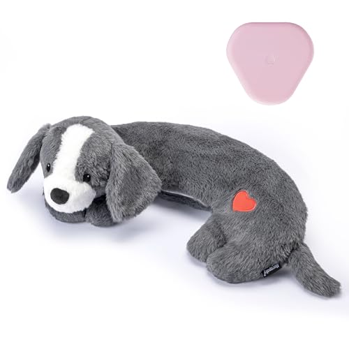 Moropaky Heartbeat Welpenspielzeug, Herzschlag-Spielzeug für Angstlinderung, Beruhigungshilfe, Herzschlag, Stofftier für Welpen, Hunde, Komfort-Schlafhilfe, Box-Training, Welpenutensilien, Dunkelgrau von Moropaky