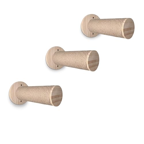 Katzentreppe zur Wandmontage, 3 Stück, runde Holz-Katzenregale zum Klettern, Springen und Sitzen von Mossby Collection