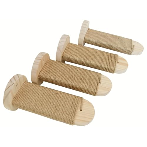 Mossby Katzen-Wandmöbel 4 Stufen Kletterregale montiert mit Jute Kratzleiter 4 Stück von Mossby Collection