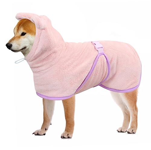 Mosucoirl Hund Bademantel Mantel,Haustierhandtuch Mikrofaser Hundebadetuch saugfahig Badetuch Hund Schnell Trocknend Verstellbar Hunde Bademantel Kapuze Baumwolle von Mosucoirl