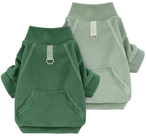 Mosukoirl Hundepullover Hund Hoodie Haustier Warme Mäntel Baumwolle Sweatshirts Hund Kleidung mit Tasche Welpe Pullover Hund Overall für kleine mittlere Hunde Chihuahua (2PACK Hellgrün&Grün, XXL) von Mosucoirl