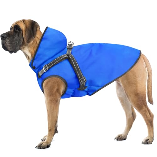 Mosucoirl Hunde Regenmantel Wasserdichter Hunde Kapuzenpullover Reflektierender Hund Regenmantel mit Kapuze Verstellbare Regenjacke für kleine Mittelgroße große Welpen (M) von Mosucoirl
