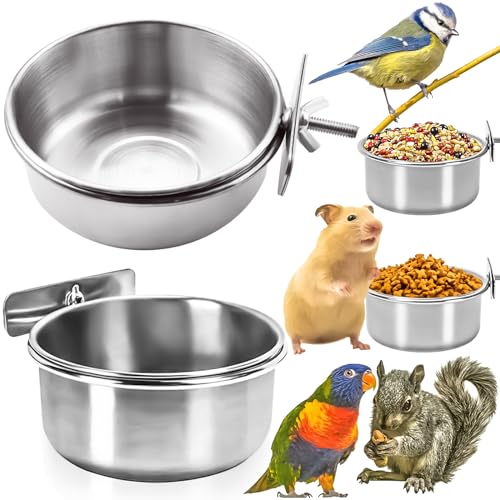 MotBach Futternapf für Vögel, aus Edelstahl, mit Klemme, für Papageien, Nymphensittiche, Sittiche, Sittiche, Kleintiere, 2 Stück MotBach Futternapf für Vögel, aus Edelstahl, mit Klemme, für Papageien, Nymphensittiche, Sittiche, Sittiche, Kleintiere, 2 Stück von MotBach