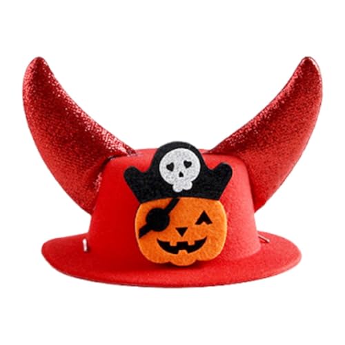 MotiveTech Halloween Kopfschmuck für Haustiere Aus Filz mit Hörnern für Partys Und Verkleidungsveranstaltungen, Roter Piratenkürbis von MotiveTech