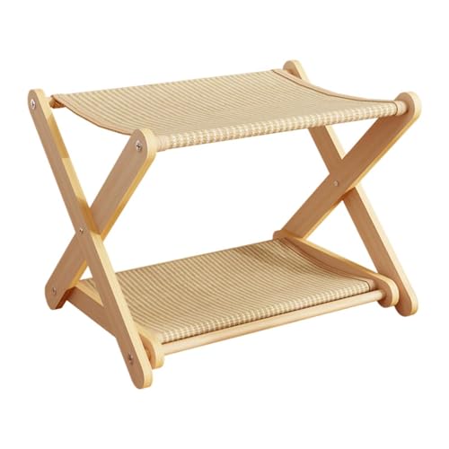 MotiveTech Katzenhängemattenbett Aus Holz, Spielhaus, Etagenbett, Atmungsaktiv, Doppelstöckig, Stabile Struktur, Geeignet Zur Dekoration Und Zum Schutz von Katze, Jute von MotiveTech