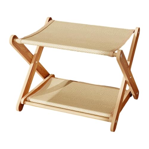 MotiveTech Katzenhängemattenbett Aus Holz, Spielhaus, Etagenbett, Atmungsaktiv, Doppelstöckig, Stabile Struktur, Geeignet Zur Dekoration Und Zum Schutz von Katze, Sisal von MotiveTech