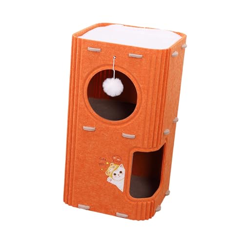 MotiveTech Katzenkletterhaus, Geschlossenes Katzenhaus, Kratzfest, Gemütlich, Indoor Spielhaus, für Katzen, 2-lagig Orange von MotiveTech