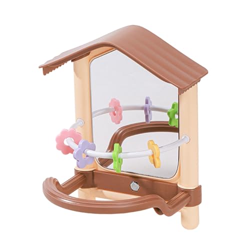 MotiveTech Vogelspiegel für Papageien, Spielzeug, Acryl, Schaukel, Trainingsvogelspielzeug mit Sitzstange für Sittiche, Kanarienvögel, Braun von MotiveTech