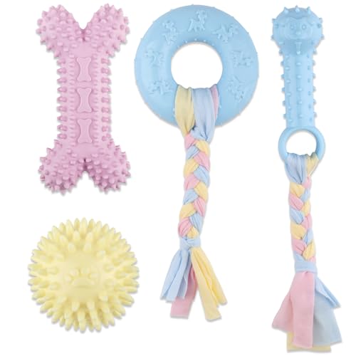 Kauspielzeug für Welpen für kleine Rassen, Beißring für Welpen, weiches Gummi, langlebig, Seil-Hundespielzeug, lustiges interaktives Spielzeug, Welpenspielzeug für kleine Welpen, Hundespielzeug-Set Kauspielzeug für Welpen für kleine Rassen, Beißring für Welpen, weiches Gummi, langlebig, Seil-Hundespielzeug, lustiges interaktives Spielzeug, Welpenspielzeug für kleine Welpen, Hundespielzeug-Set von Motroce