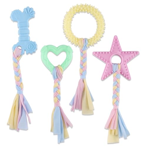 Kauspielzeug für Welpen für kleine Rassen, Beißring für Welpen, weiches Gummi, langlebig, Seil-Hundespielzeug, lustiges interaktives Spielzeug, Welpenspielzeug für kleine Welpen, Hundespielzeug-Set Kauspielzeug für Welpen für kleine Rassen, Beißring für Welpen, weiches Gummi, langlebig, Seil-Hundespielzeug, lustiges interaktives Spielzeug, Welpenspielzeug für kleine Welpen, Hundespielzeug-Set von Motroce