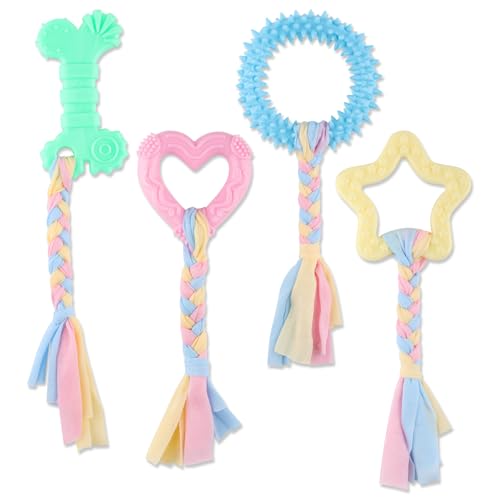 Kauspielzeug für Welpen für kleine Rassen, Beißring für Welpen, weiches Gummi, langlebig, Seil-Hundespielzeug, lustiges interaktives Spielzeug, Welpenspielzeug für kleine Welpen, Hundespielzeug-Set von Motroce