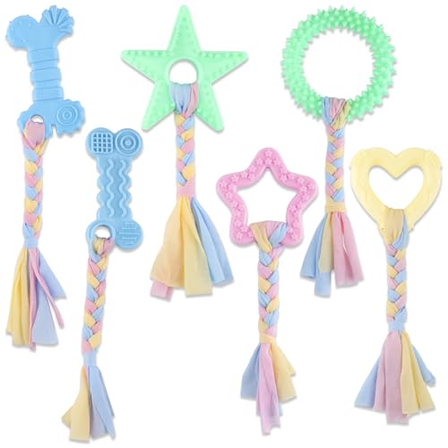 Kauspielzeug für Welpen für kleine Rassen, Beißring für Welpen, weiches Gummi, langlebig, Seil-Hundespielzeug, lustiges interaktives Spielzeug, Welpenspielzeug für kleine Welpen, Hundespielzeug-Set Kauspielzeug für Welpen für kleine Rassen, Beißring für Welpen, weiches Gummi, langlebig, Seil-Hundespielzeug, lustiges interaktives Spielzeug, Welpenspielzeug für kleine Welpen, Hundespielzeug-Set von Motroce