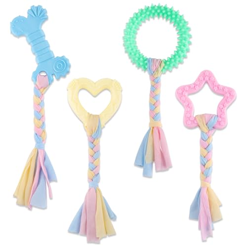Kauspielzeug für Welpen für kleine Rassen, Beißring für Welpen, weiches Gummi, langlebig, Seil-Hundespielzeug, lustiges interaktives Spielzeug, Welpenspielzeug für kleine Welpen, Hundespielzeug-Set Kauspielzeug für Welpen für kleine Rassen, Beißring für Welpen, weiches Gummi, langlebig, Seil-Hundespielzeug, lustiges interaktives Spielzeug, Welpenspielzeug für kleine Welpen, Hundespielzeug-Set von Motroce