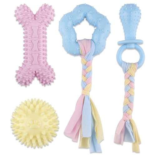 Kauspielzeug für Welpen für kleine Rassen, Beißring für Welpen, weiches Gummi, langlebig, Seil-Hundespielzeug, lustiges interaktives Spielzeug, Welpenspielzeug für kleine Welpen, Hundespielzeug-Set Kauspielzeug für Welpen für kleine Rassen, Beißring für Welpen, weiches Gummi, langlebig, Seil-Hundespielzeug, lustiges interaktives Spielzeug, Welpenspielzeug für kleine Welpen, Hundespielzeug-Set von Motroce