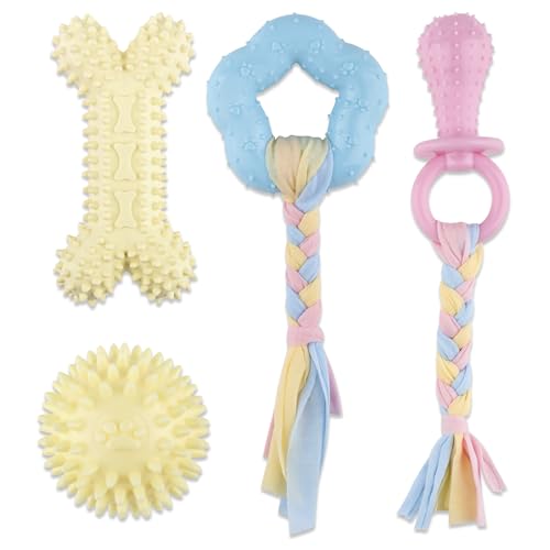 Kauspielzeug für Welpen für kleine Rassen, Beißring für Welpen, weiches Gummi, langlebig, Seil-Hundespielzeug, lustiges interaktives Spielzeug, Welpenspielzeug für kleine Welpen, Hundespielzeug-Set Kauspielzeug für Welpen für kleine Rassen, Beißring für Welpen, weiches Gummi, langlebig, Seil-Hundespielzeug, lustiges interaktives Spielzeug, Welpenspielzeug für kleine Welpen, Hundespielzeug-Set von Motroce