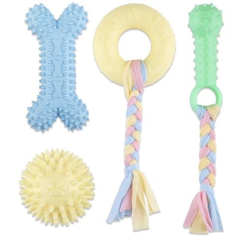 Kauspielzeug für Welpen für kleine Rassen, Beißring für Welpen, weiches Gummi, langlebig, Seil-Hundespielzeug, lustiges interaktives Spielzeug, Welpenspielzeug für kleine Welpen, Hundespielzeug-Set Kauspielzeug für Welpen für kleine Rassen, Beißring für Welpen, weiches Gummi, langlebig, Seil-Hundespielzeug, lustiges interaktives Spielzeug, Welpenspielzeug für kleine Welpen, Hundespielzeug-Set von Motroce