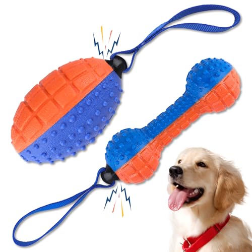 Kauspielzeug für aggressive Kauer, Naturkautschuk, quietschendes Spielzeug, Seil-Hundespielzeug, langlebiges Hundespielzeug für mittelgroße und große Rassen, 2 Stück Kauspielzeug für aggressive Kauer, Naturkautschuk, quietschendes Spielzeug, Seil-Hundespielzeug, langlebiges Hundespielzeug für mittelgroße und große Rassen, 2 Stück von Motroce