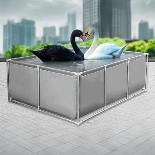Moubhjd Aquarium Pool, PVC Segeltuch Teiche mit Ablassventil, temporärer Auffangbehälter für Salzwasserfische, Wasserspeicherpool für Koi Schildkröten(Größe:L100xW100xH80cm) von Moubhjd