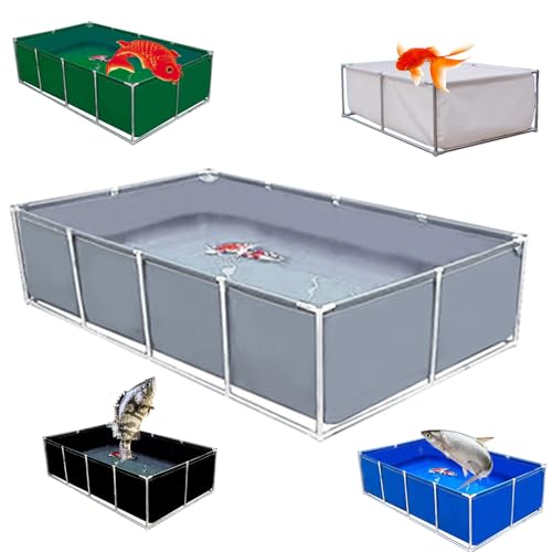 Moubhjd Aquarium Pool mit Ablassventil und Stahlrahmen für Koi Fische und Schildkröten Multifunktionaler PVC Canvas Wassertank Zisterne für Aquakultur und temporären Fischteich von Moubhjd