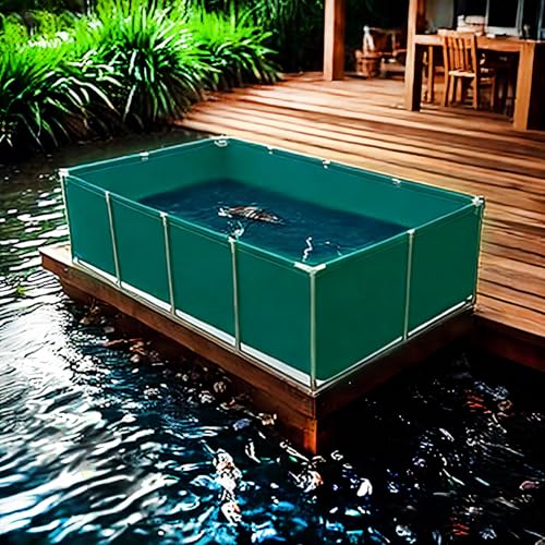 Moubhjd Außenlagertank Segeltuch Fischteich, Aquakultur-Wassertankzisterne mit Stahlrahmen, multifunktionaler temporärer Fischteich aus PVC-Canvas zum Schwimmen von Koi-Fischen und Schildkröten von Moubhjd