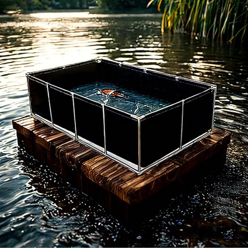 Moubhjd Außenlagertank Segeltuch Fischteich, Aquakultur-Wassertankzisterne mit Stahlrahmen, multifunktionaler temporärer Fischteich aus PVC-Canvas zum Schwimmen von Koi-Fischen und Schildkröten von Moubhjd