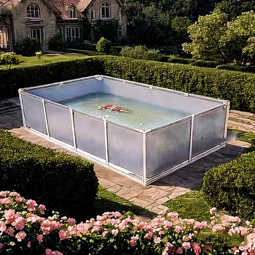 Moubhjd Außenlagertank Segeltuch Fischteich, Aquakultur-Wassertankzisterne mit Stahlrahmen, multifunktionaler temporärer Fischteich aus PVC-Canvas zum Schwimmen von Koi-Fischen und Schildkröten von Moubhjd